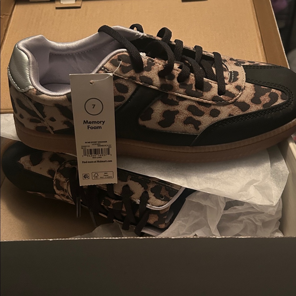 No Boundaries Leopard Print Sneakers with Black Accents